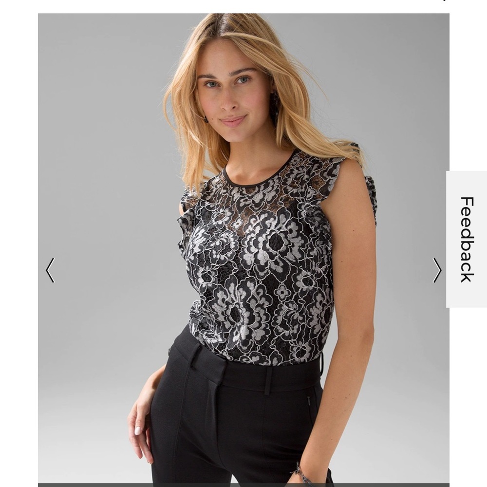 NWT | White House Black Market, High Neck Lace Shell Top,